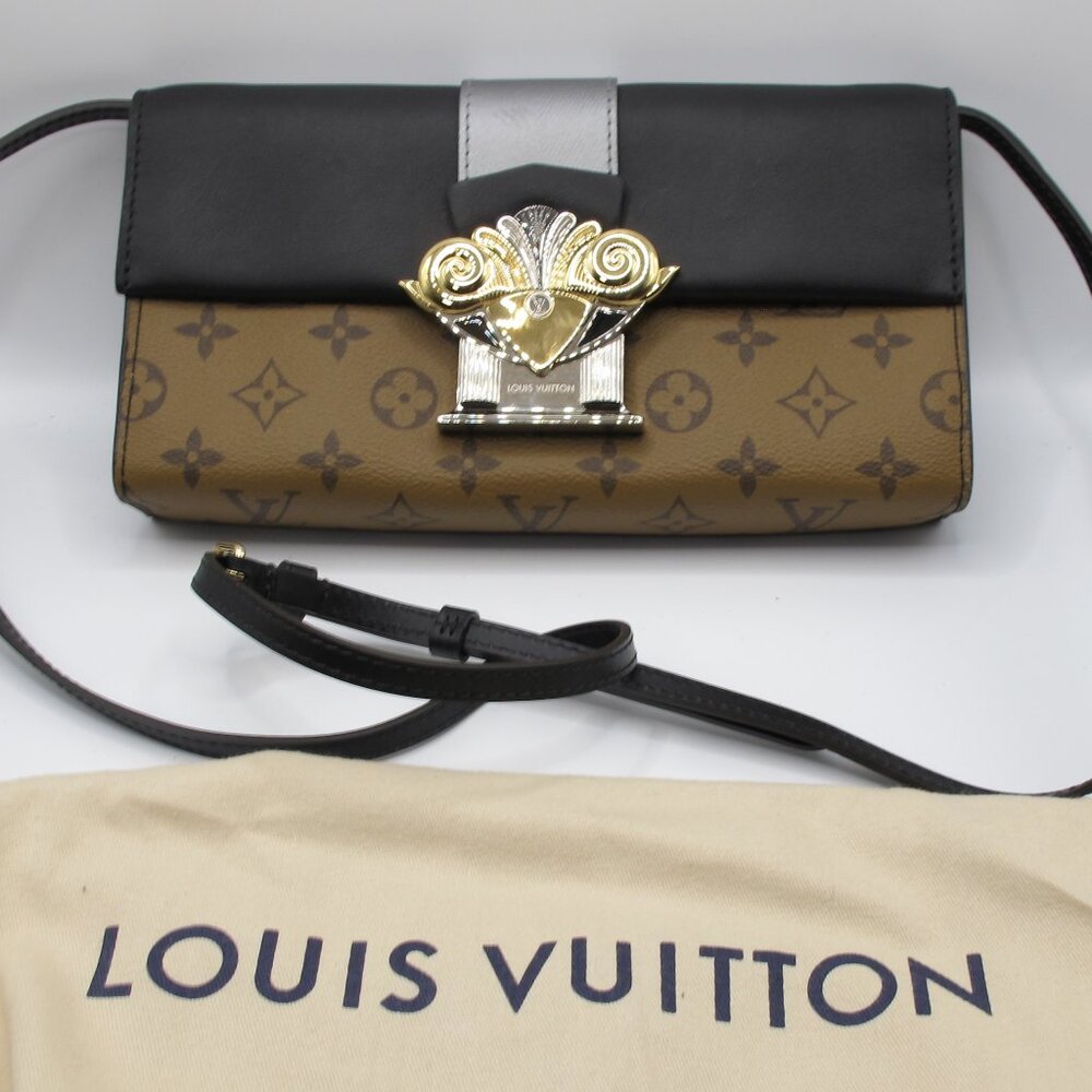 Louis Vuitton Column Clutch with reverse monogram and strap